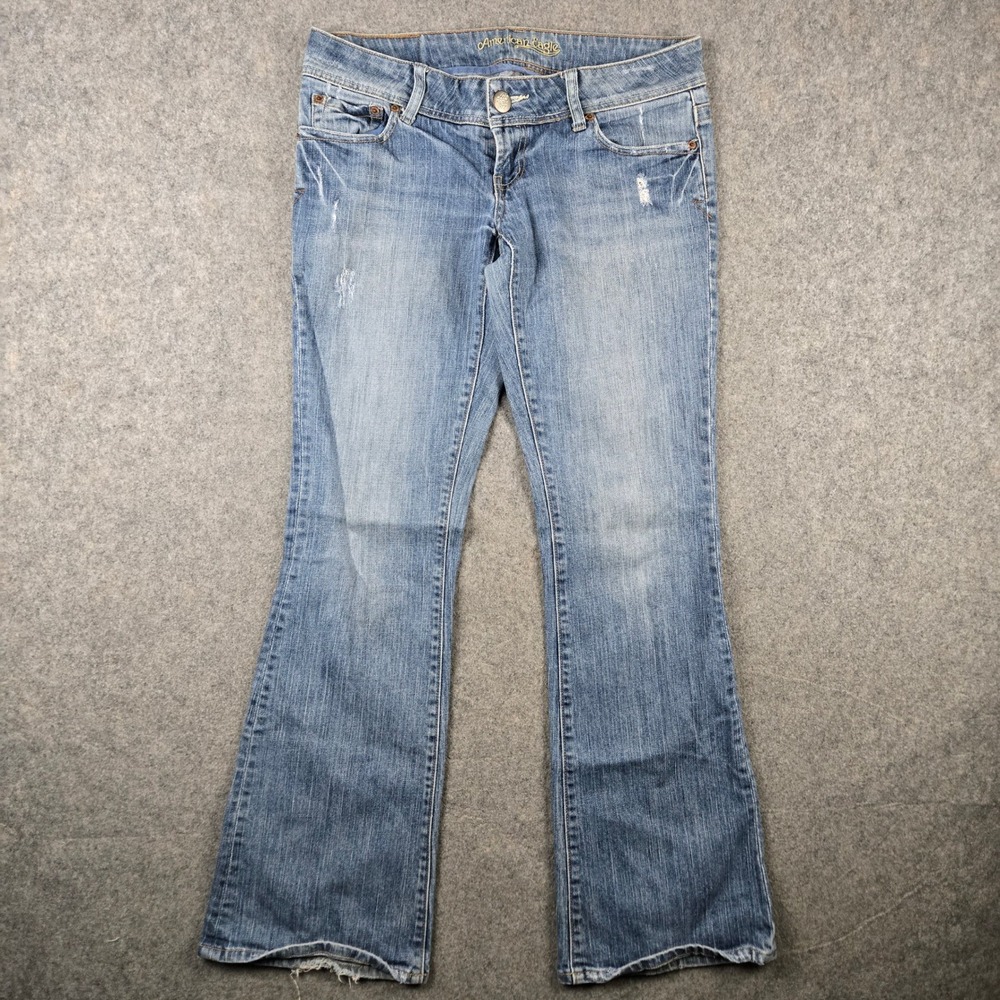 Vtg American Eagle Artist Jeans Womens 6 Blue Flare Low Rise Distressed Y2K 90s